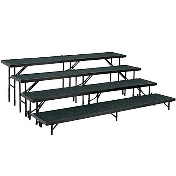 National Public Seating 4 Level Tapered Standing Choral Riser - Black Carpet - 18 x 96 in. Platform