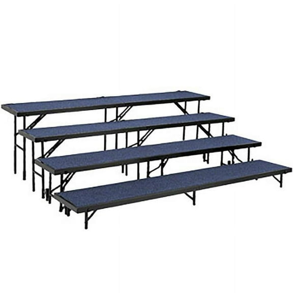 National Public Seating 4 Level Tapered Standing Choral Riser - Blue Carpet - 18 x 96 in. Platform
