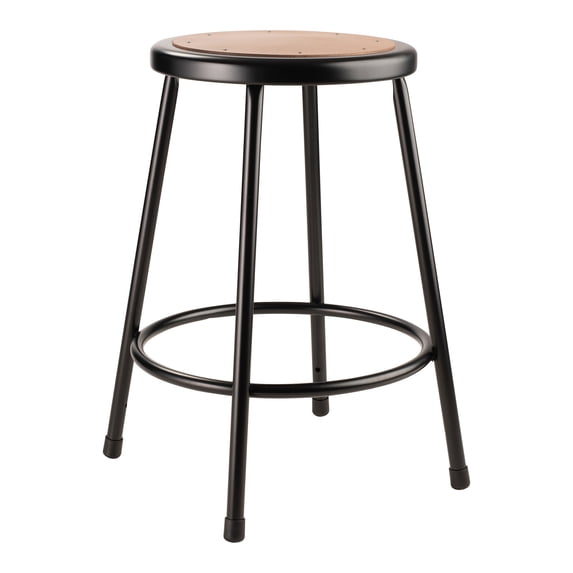 National Public Seating Black Hardboard Stool - 24 in. Fixed Height