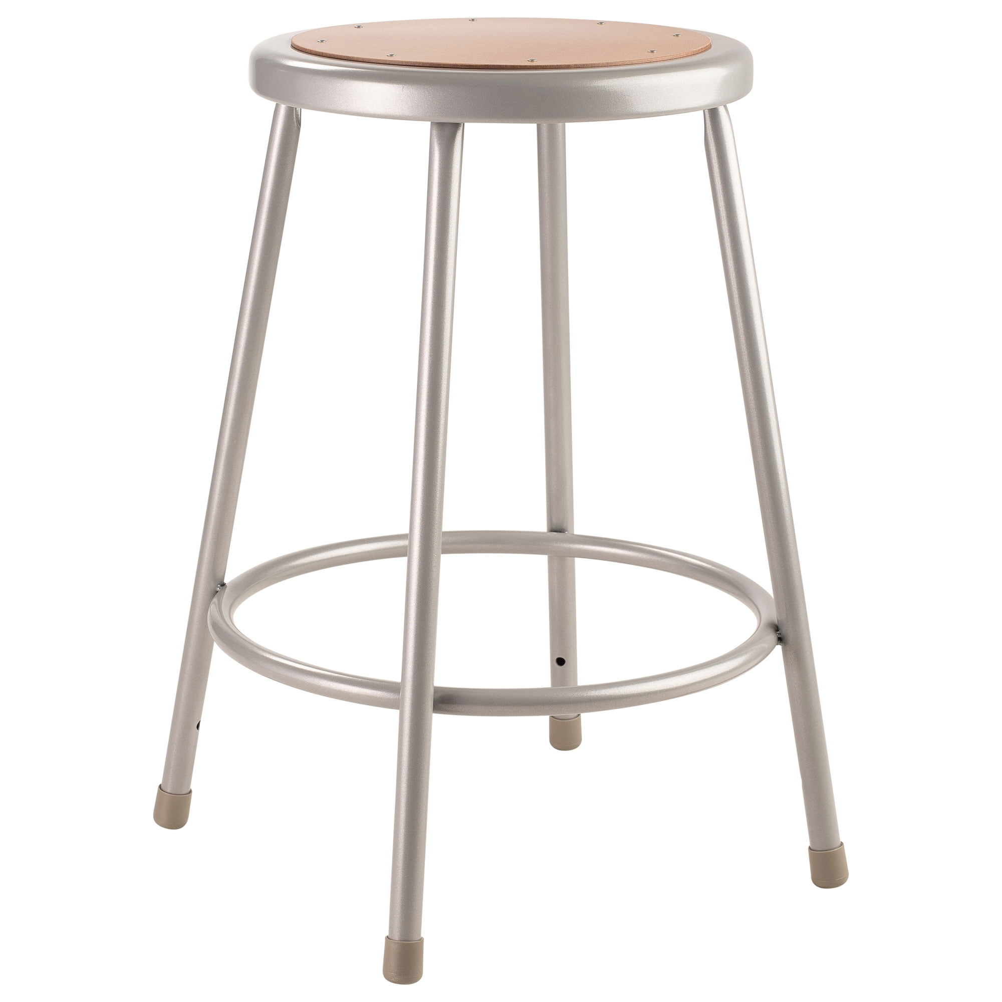 Durable 24" Gray Steel Industrial Stool for Workshops and Labs