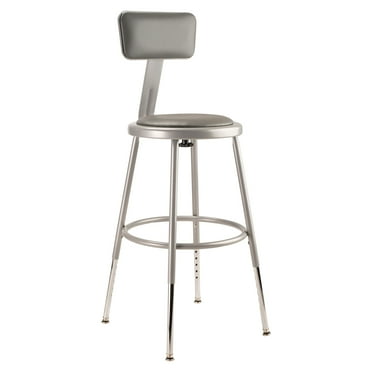 NPS 6400 Series 19-27" Modern Heavy Duty Vinyl Padded Steel Metal Stool in Gray