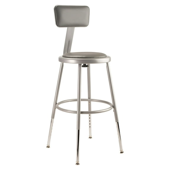 NPS 6400 Series 19-27" Modern Heavy Duty Vinyl Padded Steel Metal Stool in Gray