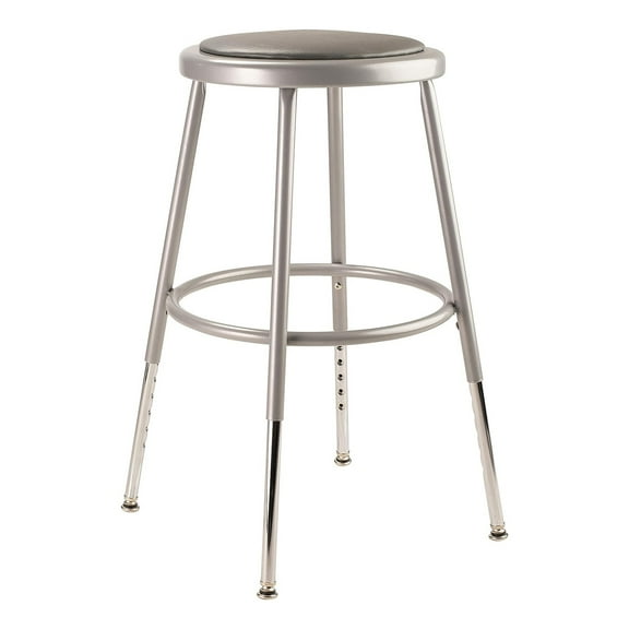 NPS 6400 Series 19-27" Modern Vinyl Padded Steel Metal Heavy Duty Stool in Gray