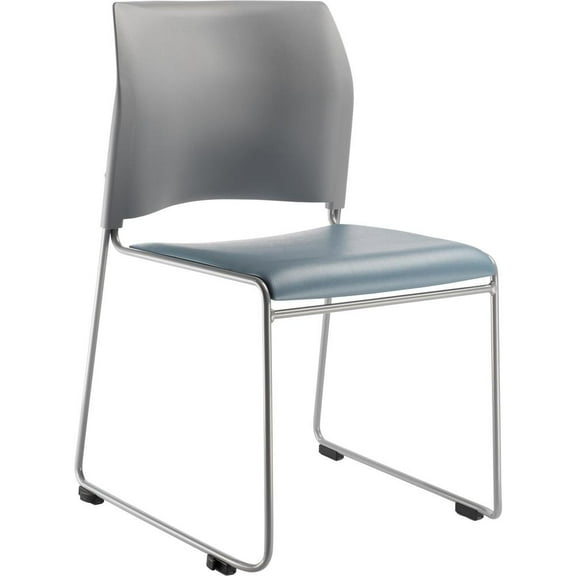 NPS 8700 Series 30.75" Modern Cafetorium Plush Vinyl Stack Chair in Blue/Gray