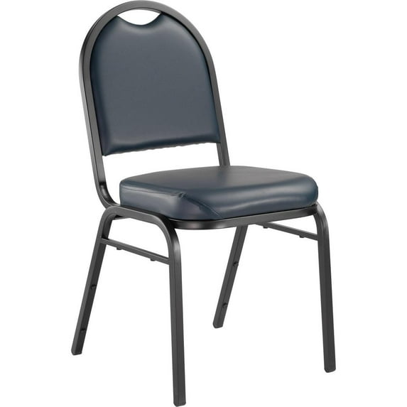 National Public Seating NPS® 9200 Series Premium Vinyl Upholstered Stack Chair, Midnight Blue Seat/ Black Sandtex Frame