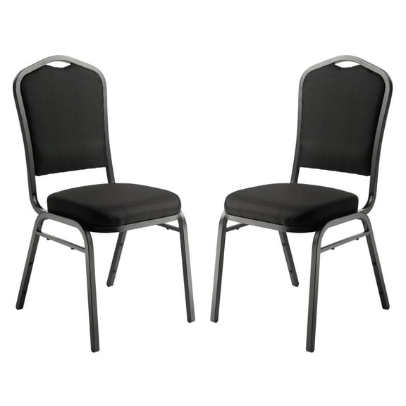 National Public Seating 9300 Series Deluxe Upholstered Banquet Chairs, Black/Ebony Black, Pack Of 2 Chairs