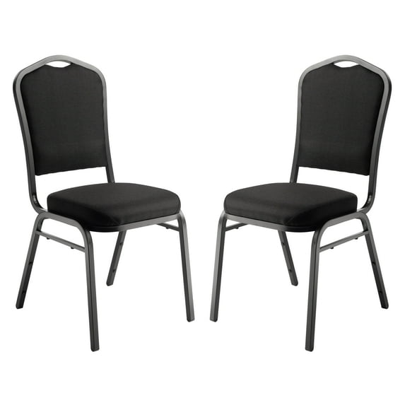 National Public Seating 9300 Series Deluxe Upholstered Banquet Chairs, Black/Ebony Black, Pack Of 2 Chairs