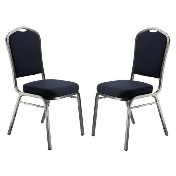 National Public Seating 9300 Series Deluxe Upholstered Banquet Chairs, Midnight Blue/Silvervein, Pack Of 2 Chairs