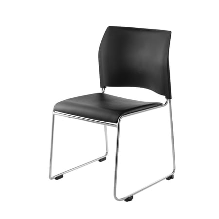 National Public Seating Flipper Table and Vinyl Padded Stack Chair Training Pack Black