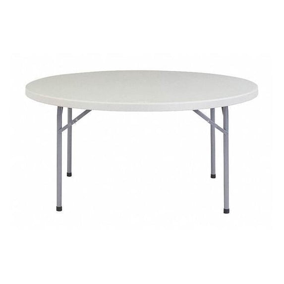 National Public Seating Blow-Molded Folding Table, Round, 60"W x 60"D, Light Gray/Gray