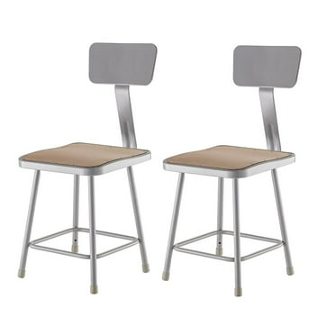 NPS 6300 Series 18" Modern Metal Heavy Duty Stool with Backrest in Brown/Gray