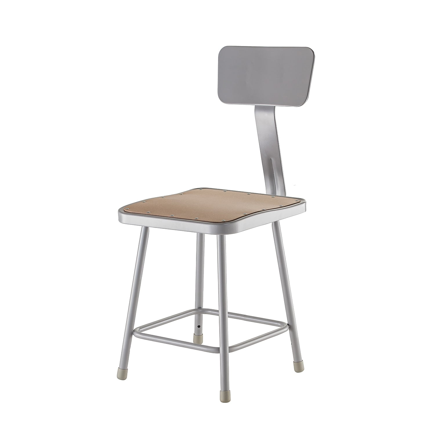 Adjustable Gray Metal Backless Stool with Steel Frame