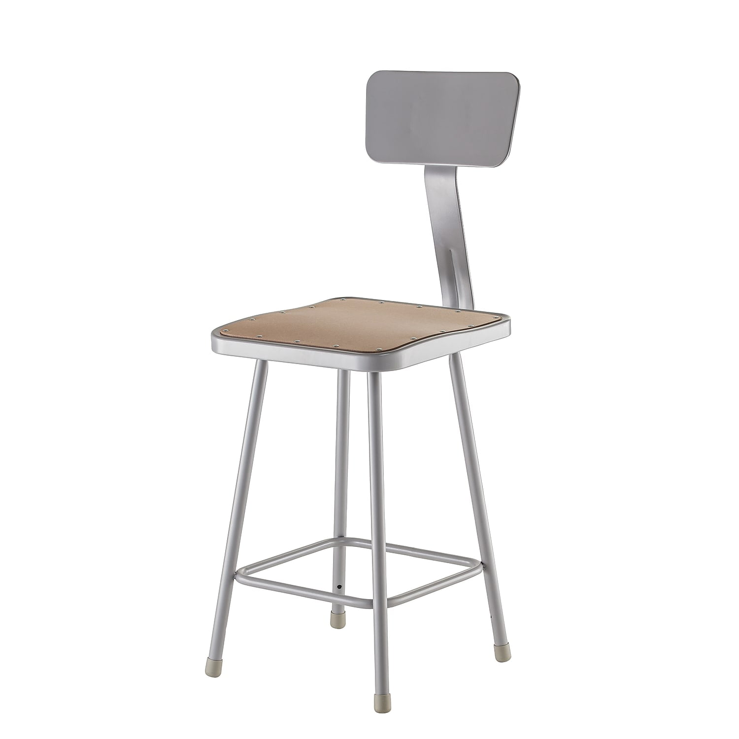 Gray 24" Metal Laboratory Stool with Backrest
