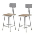 thumbnail image 1 of NPS 6300 Series 24" Modern Metal Heavy Duty Stool with Backrest in Brown/Gray, 1 of 2