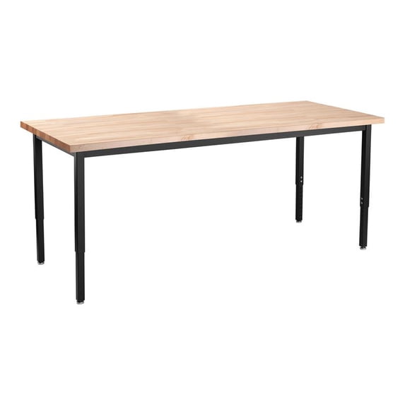 National Public Seating Heavy-Duty Steel Table, 37-1/4"H x 30"W x 72"D, Butcherblock/Black