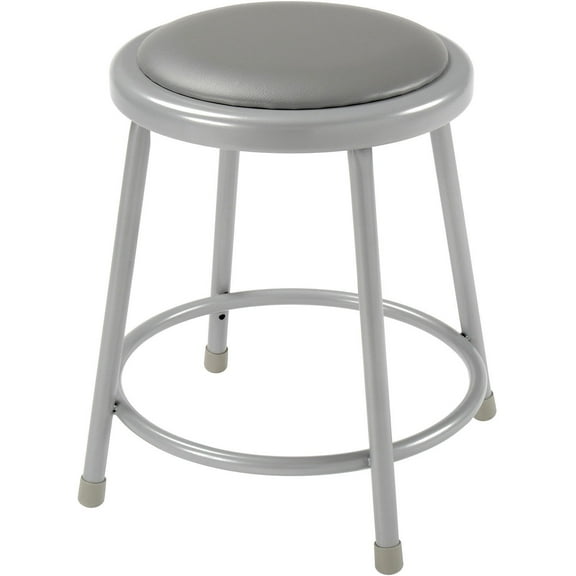 Interion 18""H Steel Work Stool with Vinyl Seat - Backless - Gray - Pack of 2