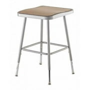 National Public Seating NPS® 19"-27" Height Adjustable Heavy Duty Square Seat Steel Stool, Grey