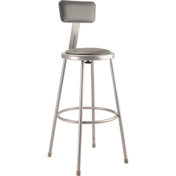 National Public Seating NPS® 30"Heavy Duty Vinyl Padded Steel Stool With Backrest, Grey