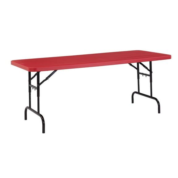 NPS BTA Series 30x72" Height Adjust Plastic Heavy Duty Folding Table in Red