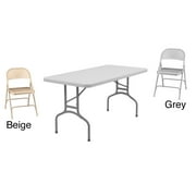 National Public Seating NPS 60-inch Folding Table and Chairs Set Grey