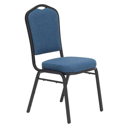 National Public Seating NPS® 9300 Series Deluxe Fabric Upholstered Stack Chair, Natural Blue Seat/Black Sandtex Frame