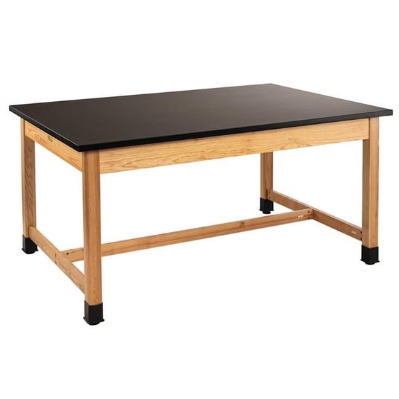 NPS 42x60" Solid Wood Science Lab Table with Chemical Resistant Top in Black