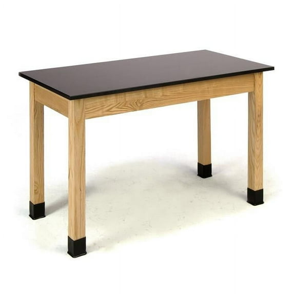 NPS 30x60" Modern Wood Science Lab Table with Phenolic Top in Black