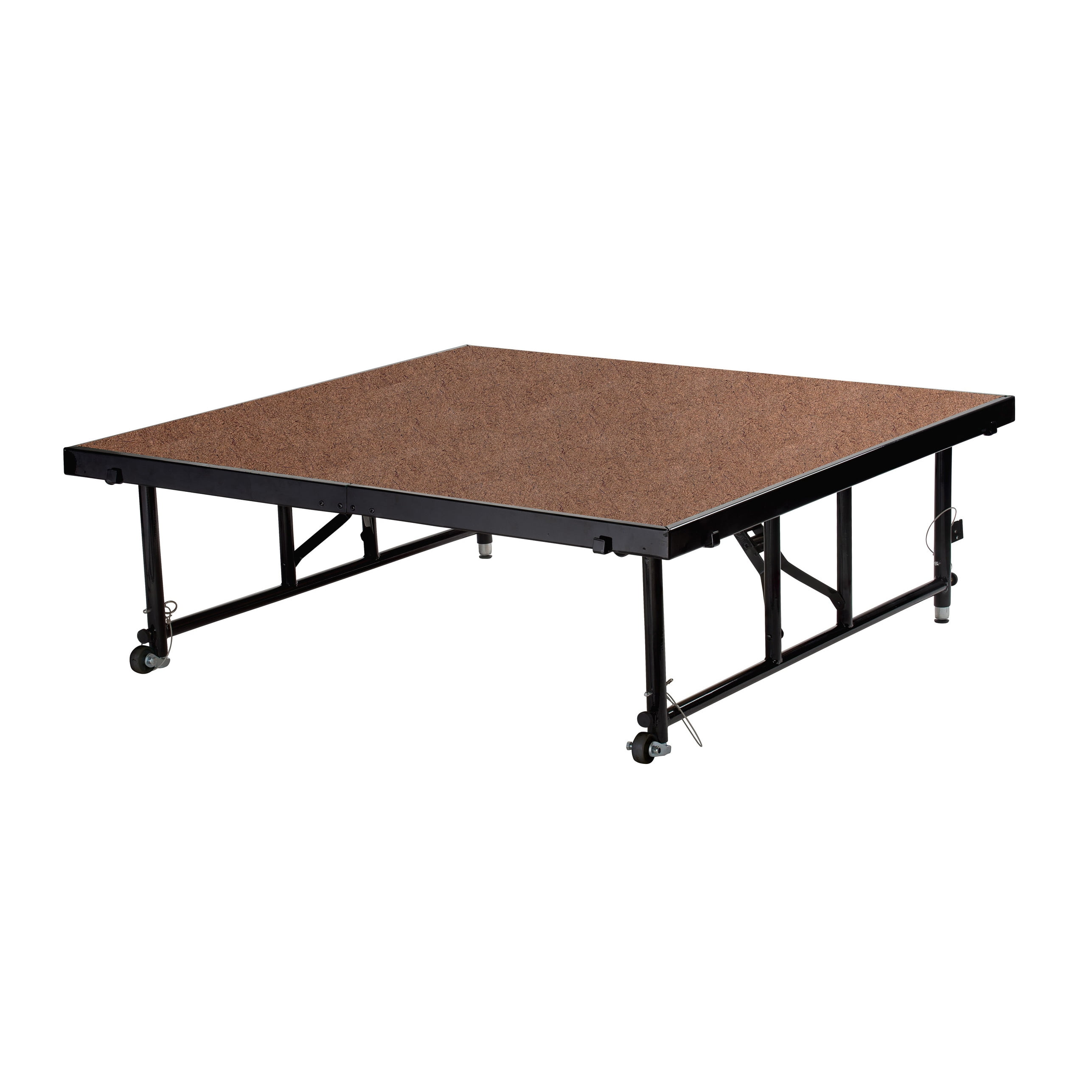 48'' Black Metal Adjustable Portable Stage with Carpet Top