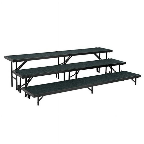 National Public Seating RS3LC-40 3 Level Straight Standing Choral Riser, Red Carpet - 18 x 96 in. Platform