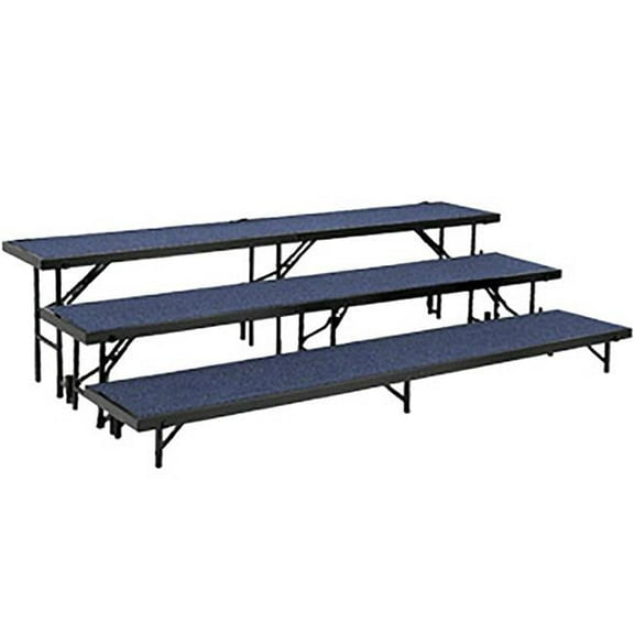 National Public Seating RT3LC-04 3 Level Tapered Standing Choral Riser, Blue Carpet - 18 x 96 in. Platform