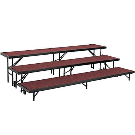 National Public Seating RT3LC-40 3 Level Tapered Standing Choral Riser, Red Carpet - 18 x 96 in. Platform