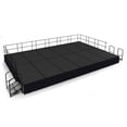 thumbnail image 1 of National Public Seating SG482412C-02-SS10 16 x 24 ft. Grey Carpet Stage with Black Shirred Pleat Skirting, 24 in. Height, 1 of 4