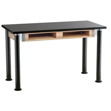National Public Seating SLT3060AH-10-BC 30 x 60 in. Chemical Resistant Top with Book Compartments Science Table & Black Legs