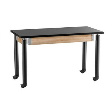 National Public Seating SLT3060AH-10-CAST 30 x 60 in. Adjustable Height Chemical Resistant Top Science Table with Black Legs & Casters