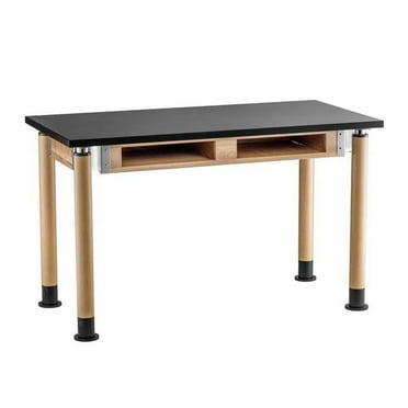 National Public Seating SLT3060AH-OK-BC 30 x 60 in. Chemical Resistant Top with Book Compartments Science Table & Oak Legs