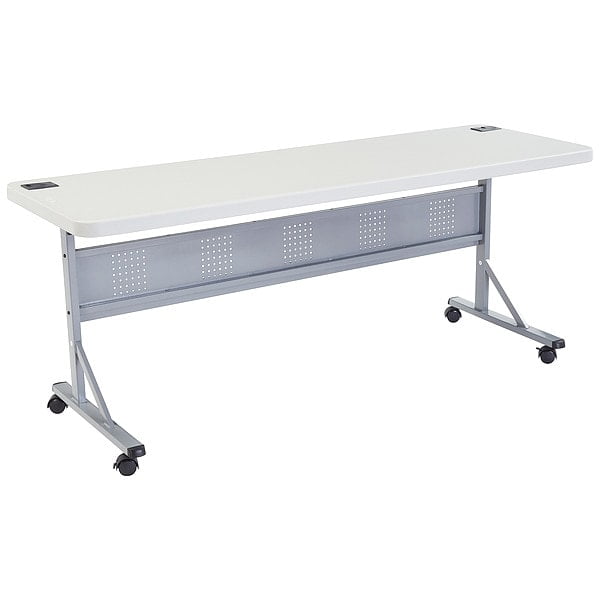 Speckled Gray Polypropylene Folding Training Table with Casters
