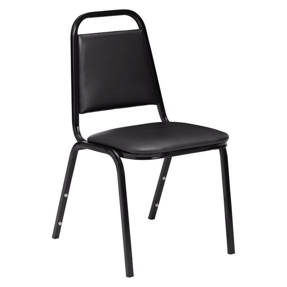 NPS 9100 Series Vinyl Upholstered Stack Chair, Panther Black Seat/Black Sandtex Frame