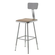National Public Seating Square Stool,Adjustable Legs,Gray,38"H 6324HB
