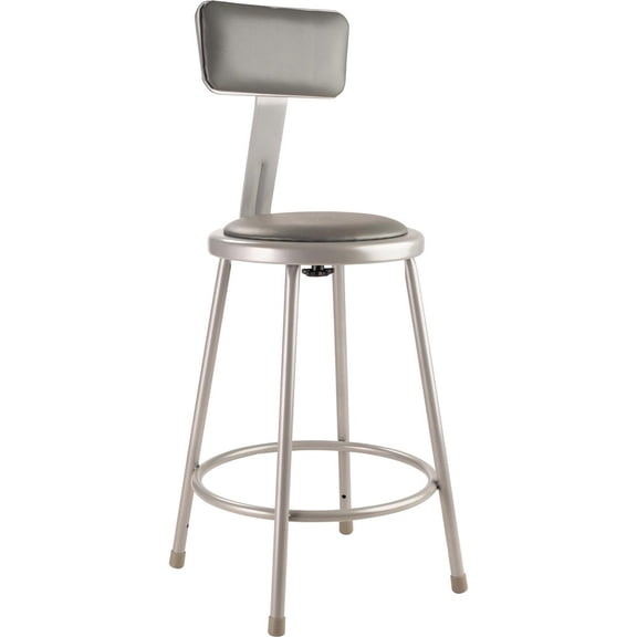 NPS 6400 Series 24" Modern Vinyl Padded Steel Metal Heavy Duty Stool in Gray
