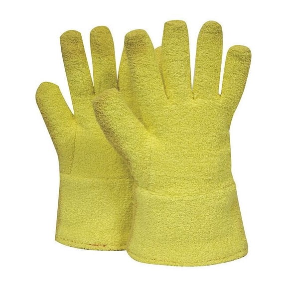 Heat Resistant Gloves, Terry Cloth/Kevlar(R), 500 Degrees F Max Temp., Yellow, One Size Fits Most