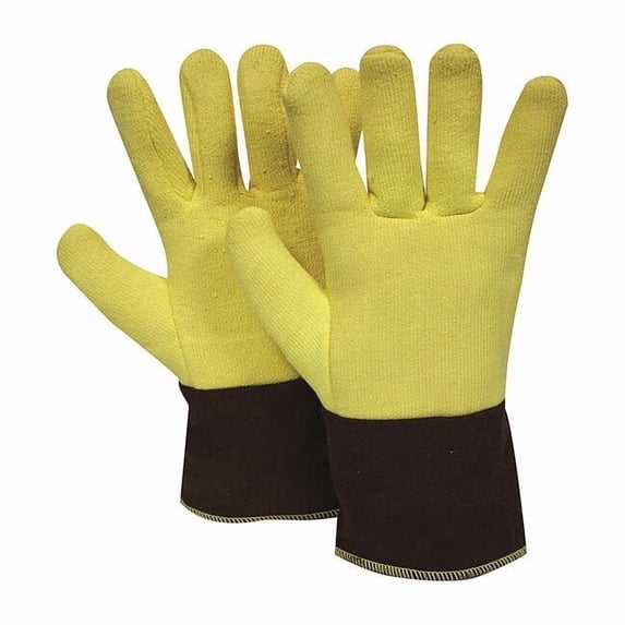 Thermal Gloves, Terry Cloth/Kevlar(R), 600 Degrees F Max Temp., Yellow, Regular, 1 PR