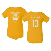 National Soccer 2021 Ecuador #13 Enner VALENCIA Copa America Little Infant Baby Short Sleeve Bodysuit (Gold, NB)