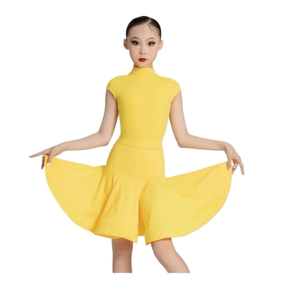 National Standard Latin Dance Competitiom Dresses Girls Short Sleeve Ballroom