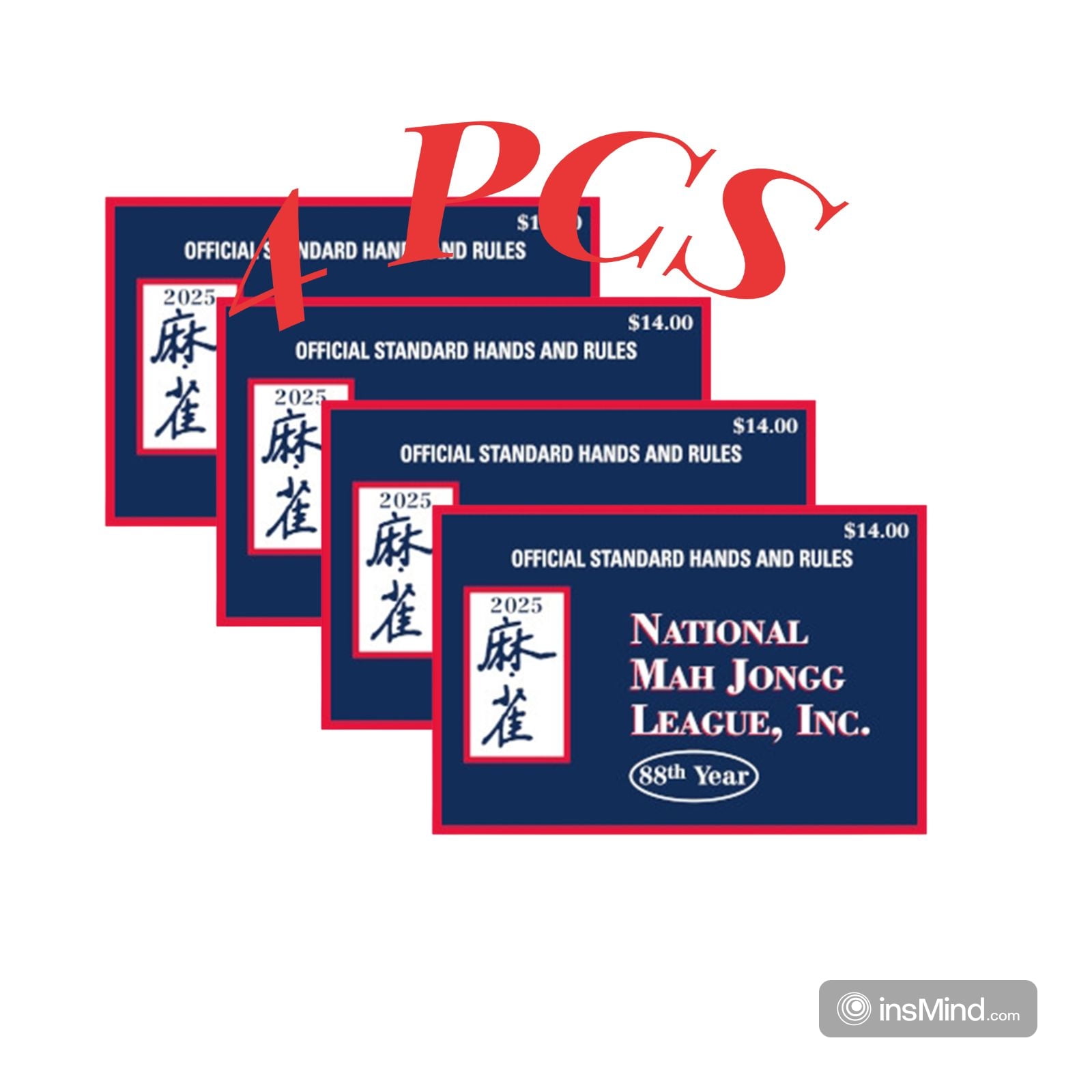 National Standard Mahjong Cards 2025 4 pcs Large Size with Hands and