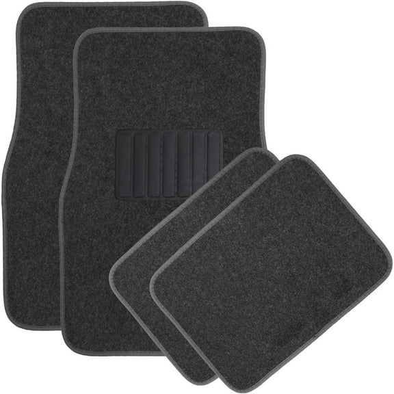 National Standard Products 4pc Full Set Heavy Duty Deluxe Carpet Floor Mats, Universal Fit Mat for Car, SUV, Van & Trucks - Front & Rear, Driver & Passenger Seat (Charcoal)