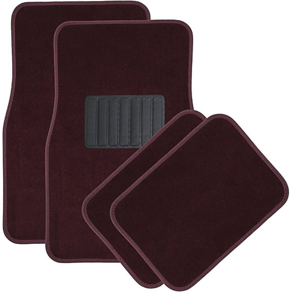National Standard Products 4pc Full Set Heavy Duty Deluxe Carpet Floor Mats, Universal Fit Mat for Car, SUV, Van & Trucks - Front & Rear, Driver & Passenger Seat (Red)