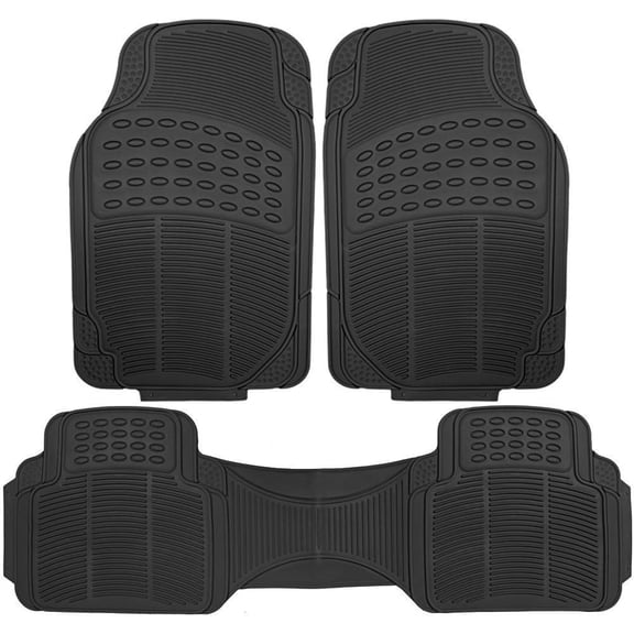 National Standard Products Universal Fit 3-Piece Full Set Ridged Heavy Duty Rubber Floor Mat