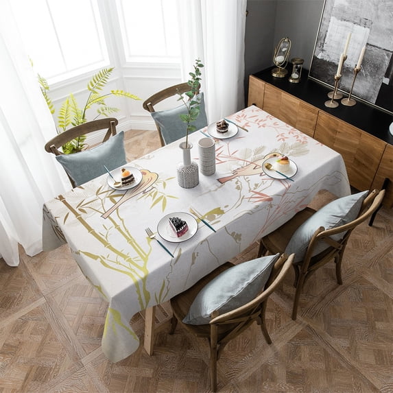 National Style Bamboo Bird Branch Waterproof Tablecloth Living Room Dining Table Coffee Table Cover Outdoor Picnic Cloth