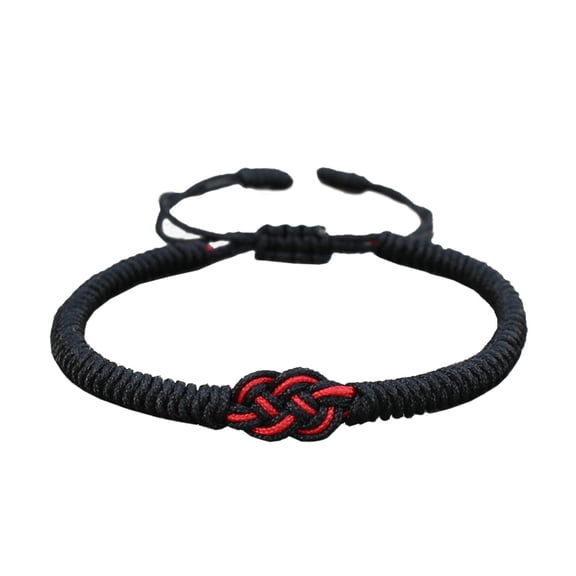 National Style Lucky Red Black String Bracelet Lovers Handmade Braided Concentric Knot Charm for Women Men Jewelry Gift