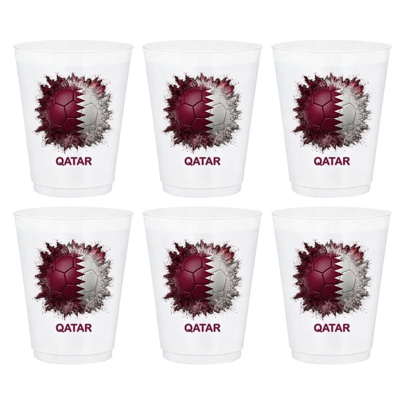 National Team Soccer Party Cups, 6pc Frosted Plastic Drinking Cups for Football Fans, Stackable Party Drinkware